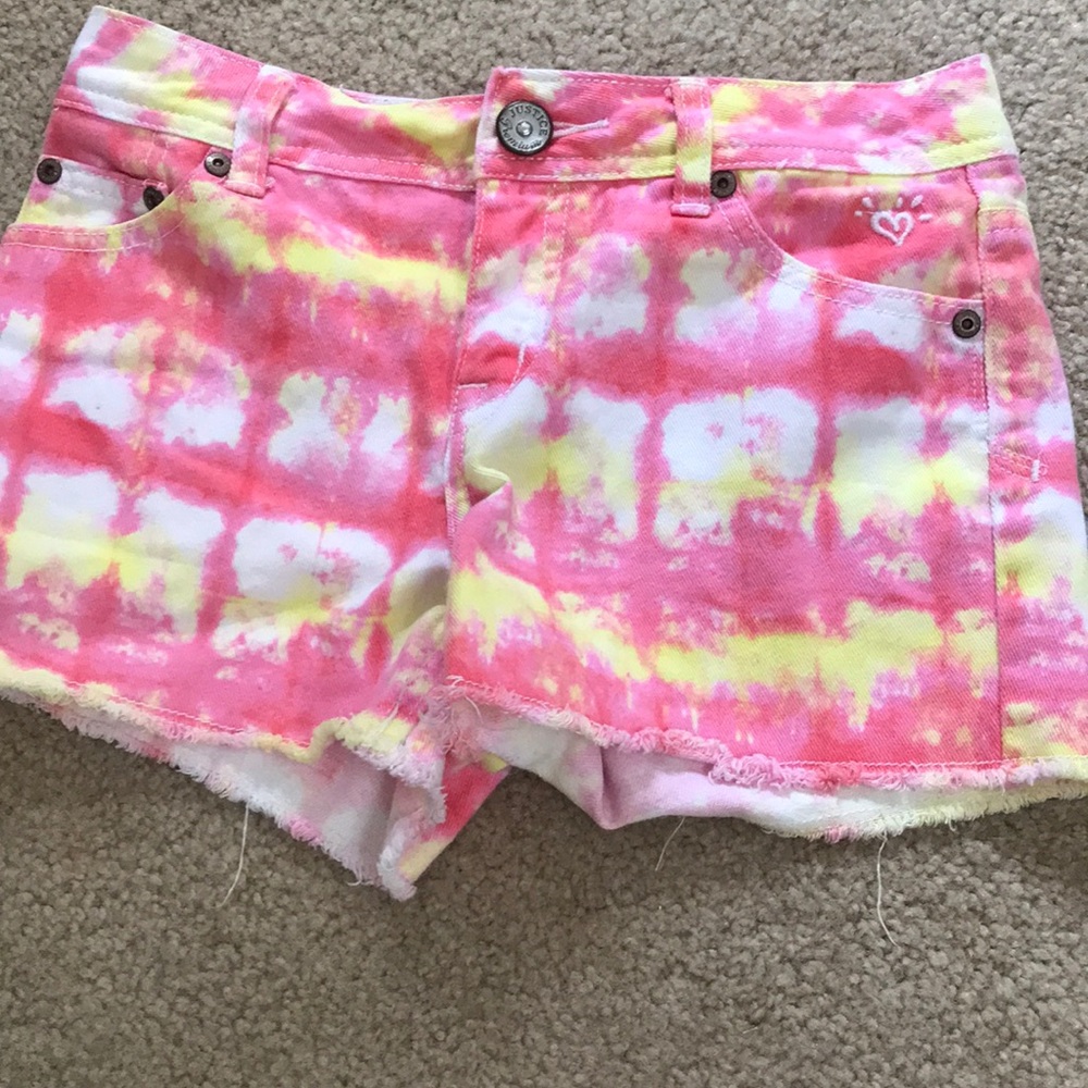 Pink/yellow tye died booty shorts